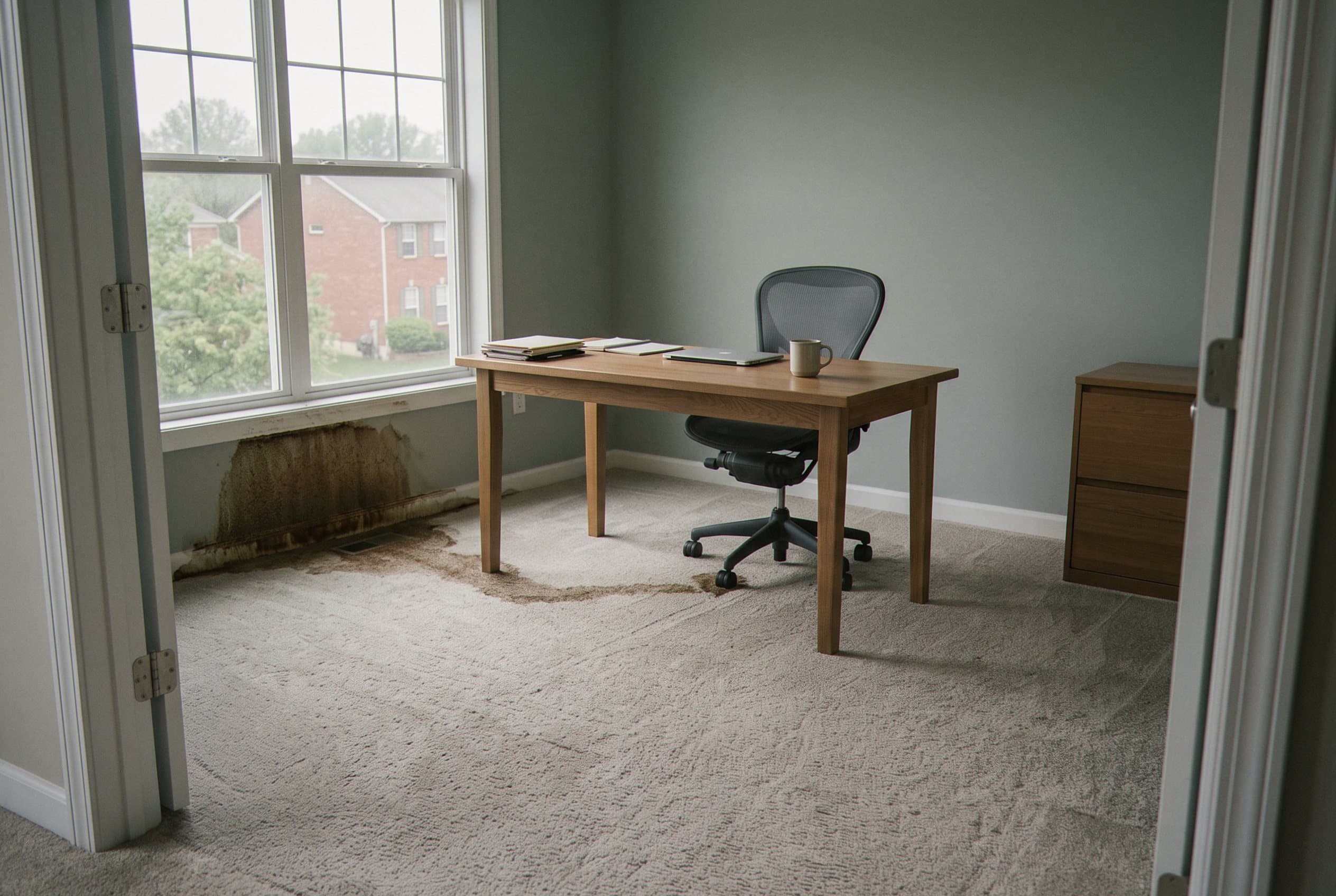 Carpet room flooded with standing water