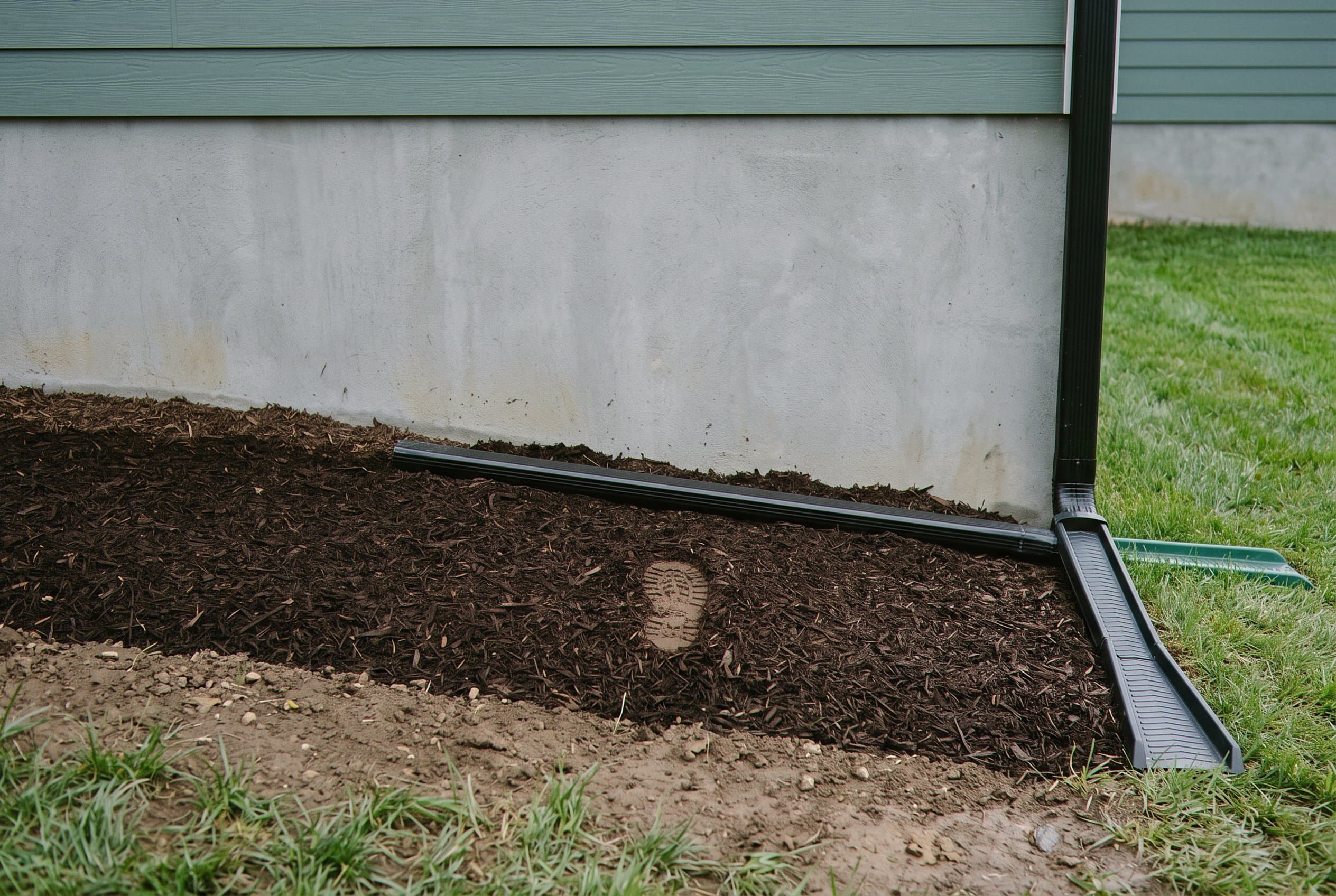 Exterior foundation sealed and dried after leak repair