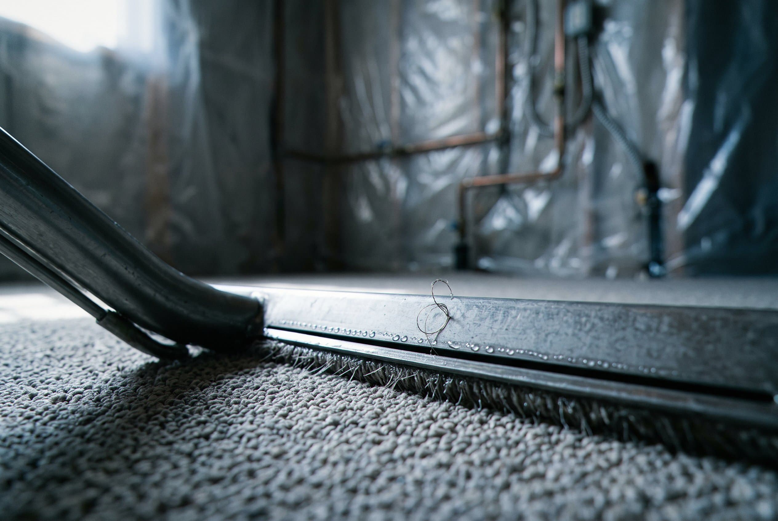 Extraction equipment removing moisture from wet carpet